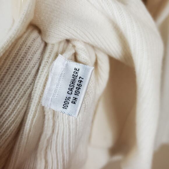 Talbots Cream 100% Cashmere One Button Cardigan Size L - Picture 11 of 12